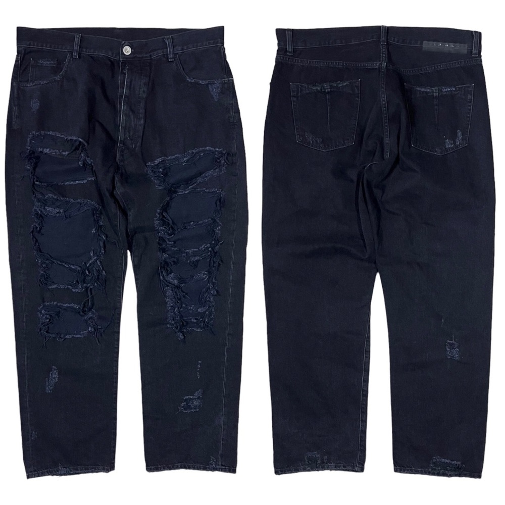 Ben Taverniti Unravel Project Distressed Ripped Baggy Jeans Black Unisex Size 29